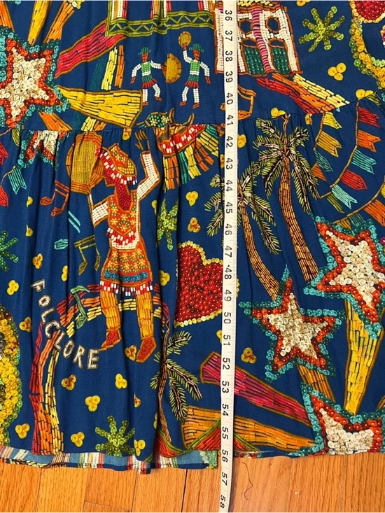 FARM Rio Royal Blue Maxi Dress with Multicolor Tropical Motifs M - Picture 13 of 16